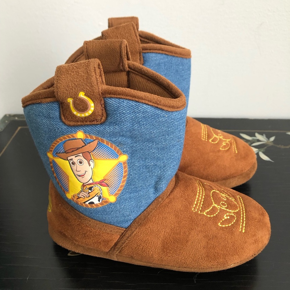 Toy Story Woody Cowboy Boot Slippers House Shoes Boys 11/12 Disney Pixar